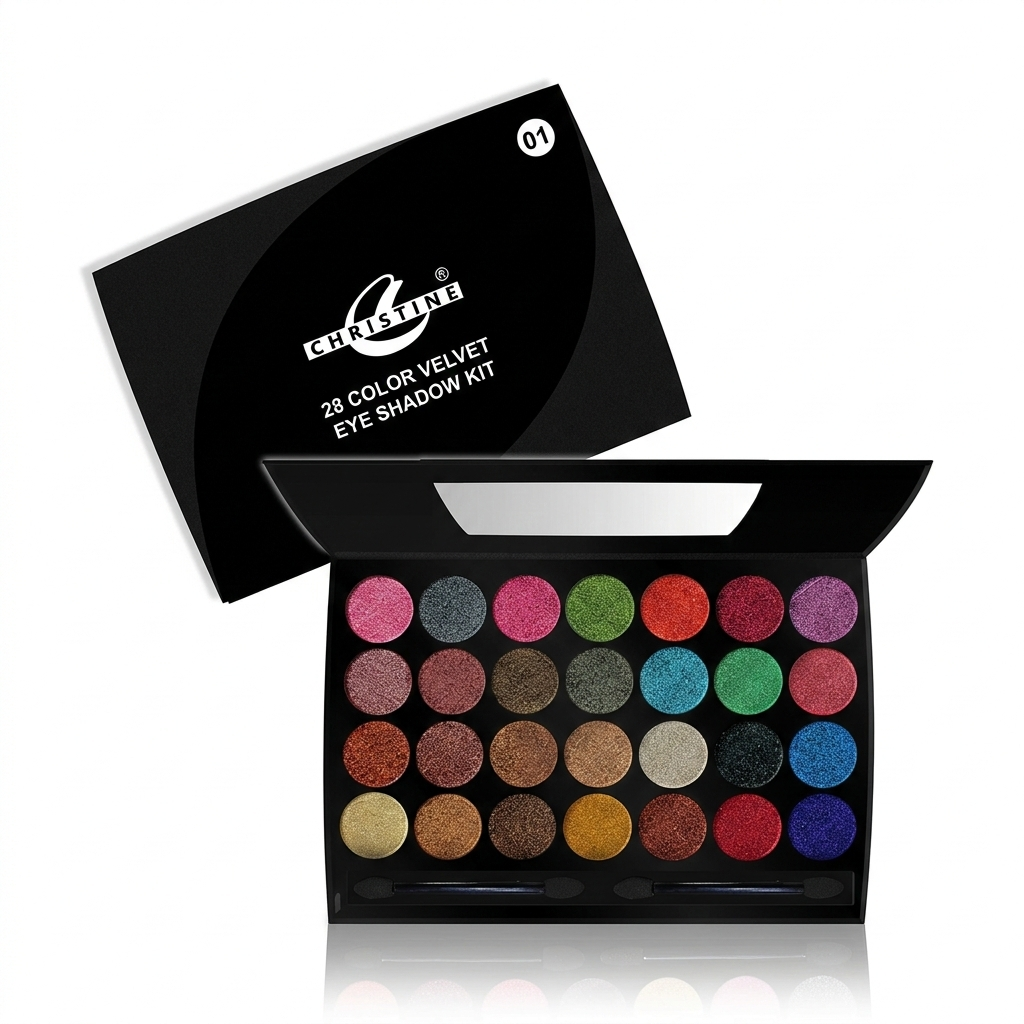 Christine 28 Colors Velvet Eyeshadow – Shade 01