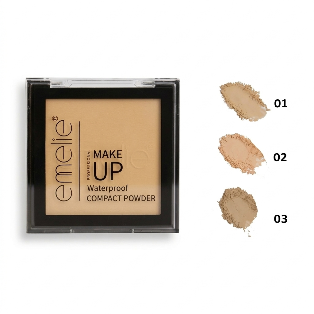 Emelie Professional Compact Powder – Smooth Matte Finish, Oil Control, Lightweight Makeup
